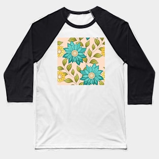 Summer Pattern with Floral Motifs Baseball T-Shirt